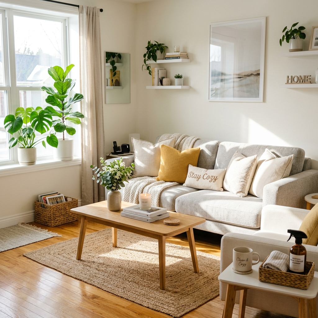 A perfectly clean Airbnb living room